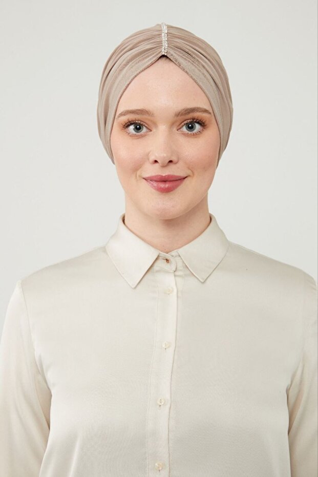 Women's Hijab Stone-Embellished Outer Bonnet Mink