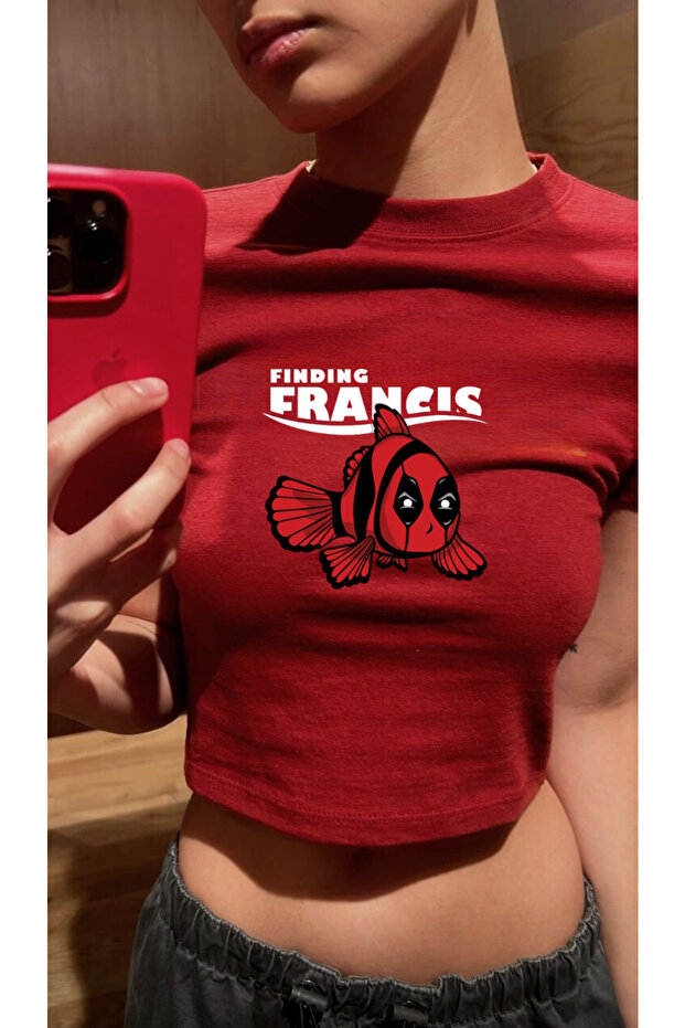 Red Lost Fish Spider Manmodel Women's Crop Body T-Shirt