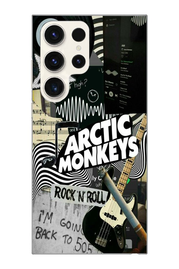 حافظة هاتف شفافة متوافقة مع هاتف Samsung Galaxy S24 ULTRA من Arctic Monkeys Collage