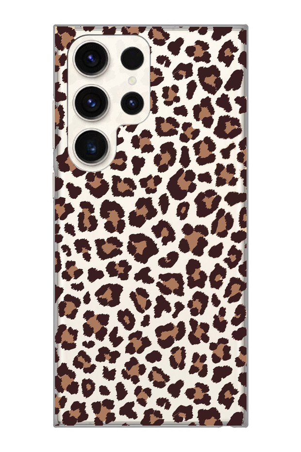 حافظة هاتف شفافة بنمط الفهد متوافقة مع هاتف Samsung Galaxy S24 ULTRA - 1