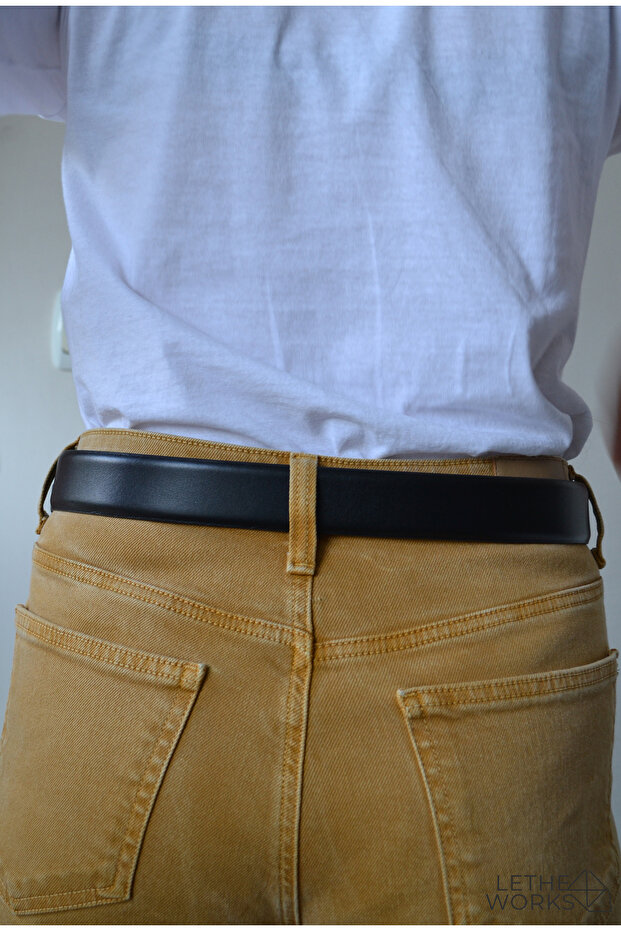 %100 gerçek deri kemer siyah basic kemer - 8