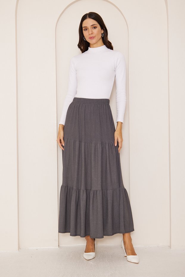 Folded Twisted Fabric Skirt, 3 Layer Skirt, Hijab Skirt, Long Skirt, Mother Gift, Lover Gift
