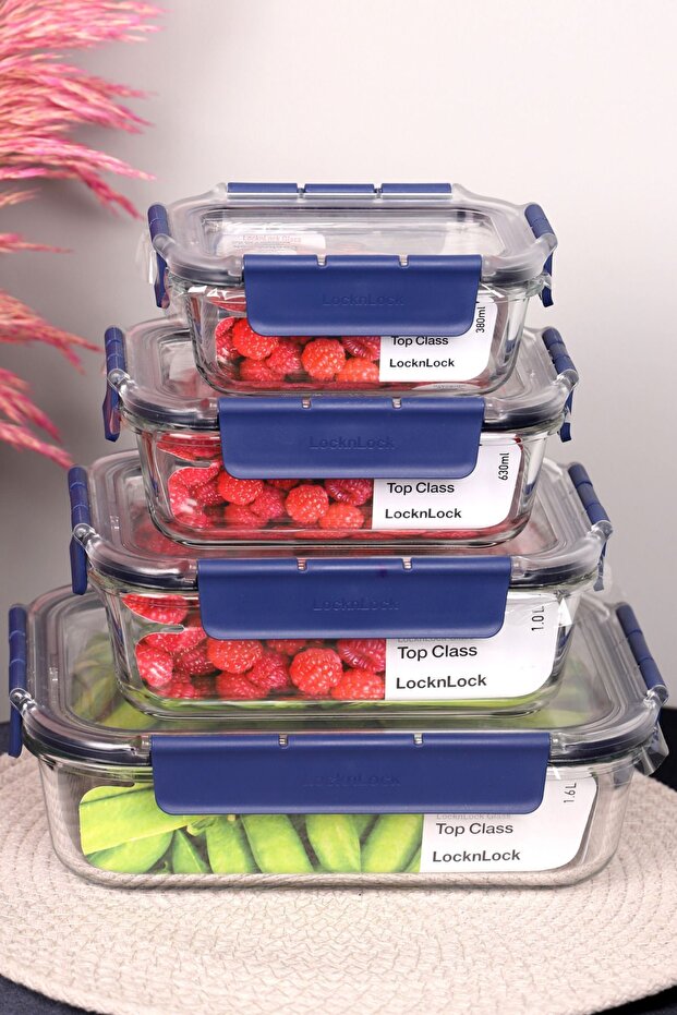 Lock & Lock Ultra Durable Glass Storage Set - 300ml, 630ml, 1lt, 1.6lt| 400°C Safe as Heat