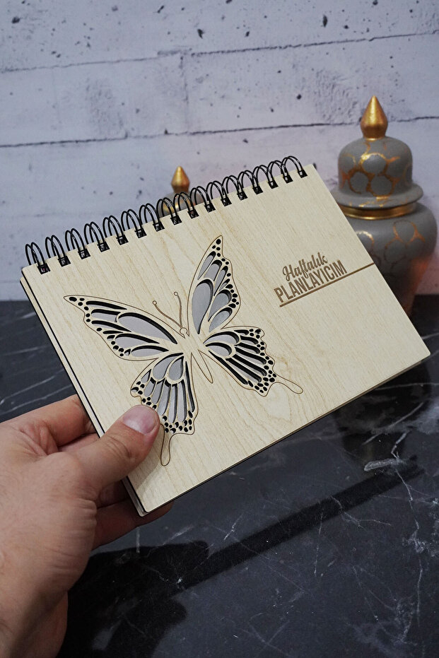 Butterfly Wooden Schedule Pad - Undated Agenda - Weekly Planner - A5 - Undated Planning Pad