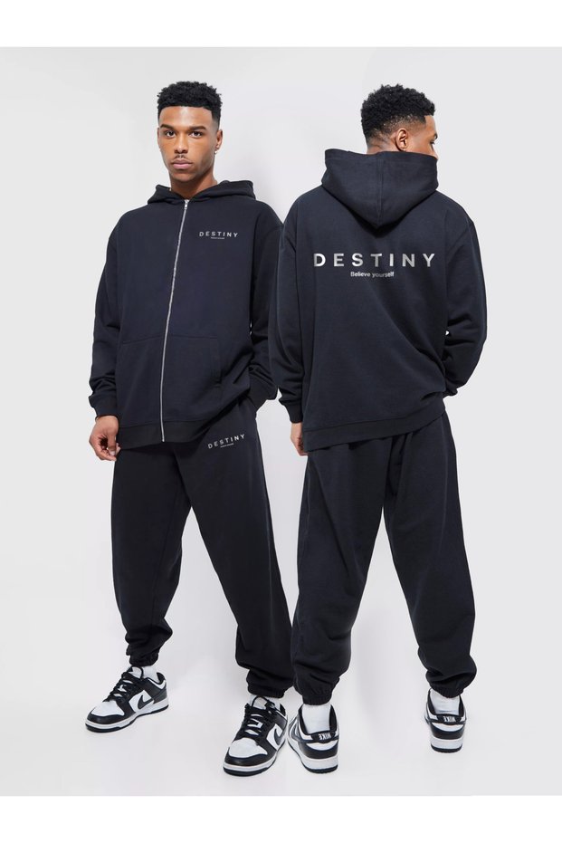Destiny Printed Men's Sweatshirt and Tracksuit Set - Hooded and Zippered