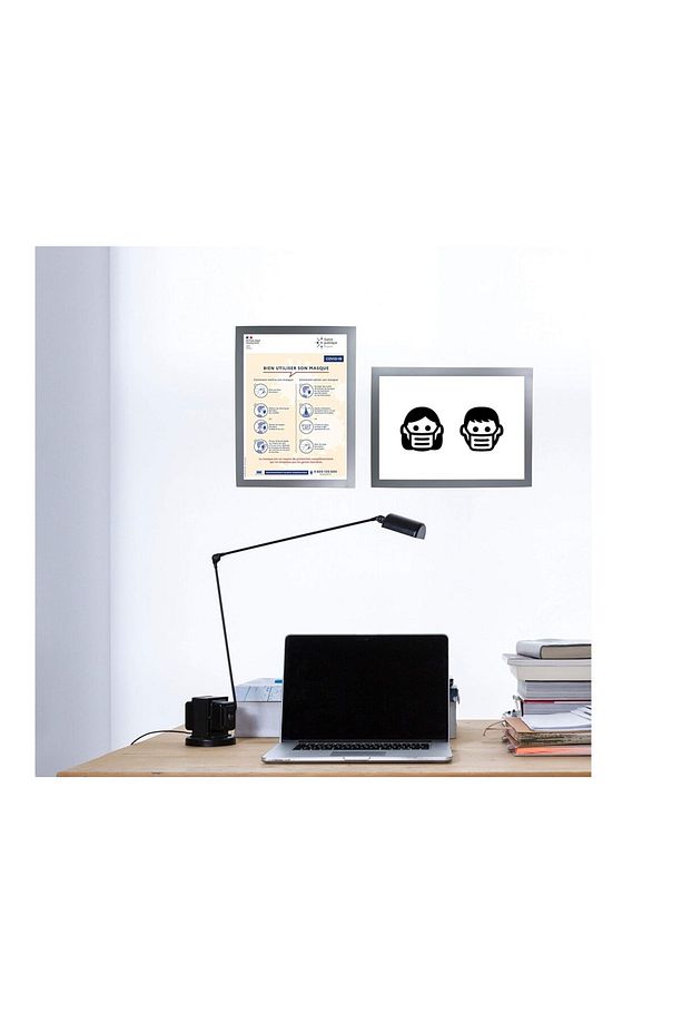 Yapışkanlı Alüminyum Renk Çift Mıknatıslı Şömiz Magnet Çerçeve Duyuru Pano 21x30 cm  (A4)  - 2 adet - 5