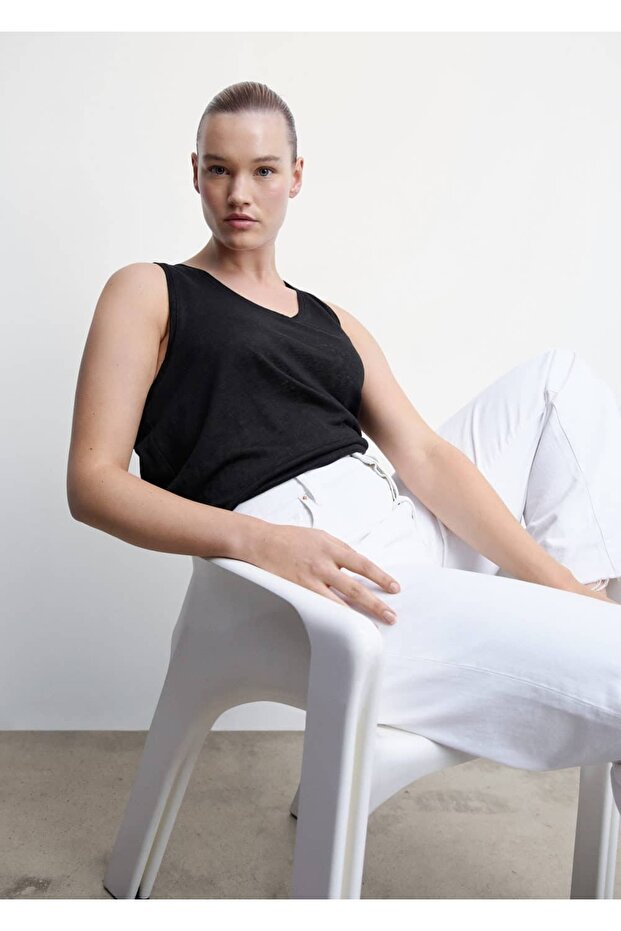 Askılı Keten Bluz - 7