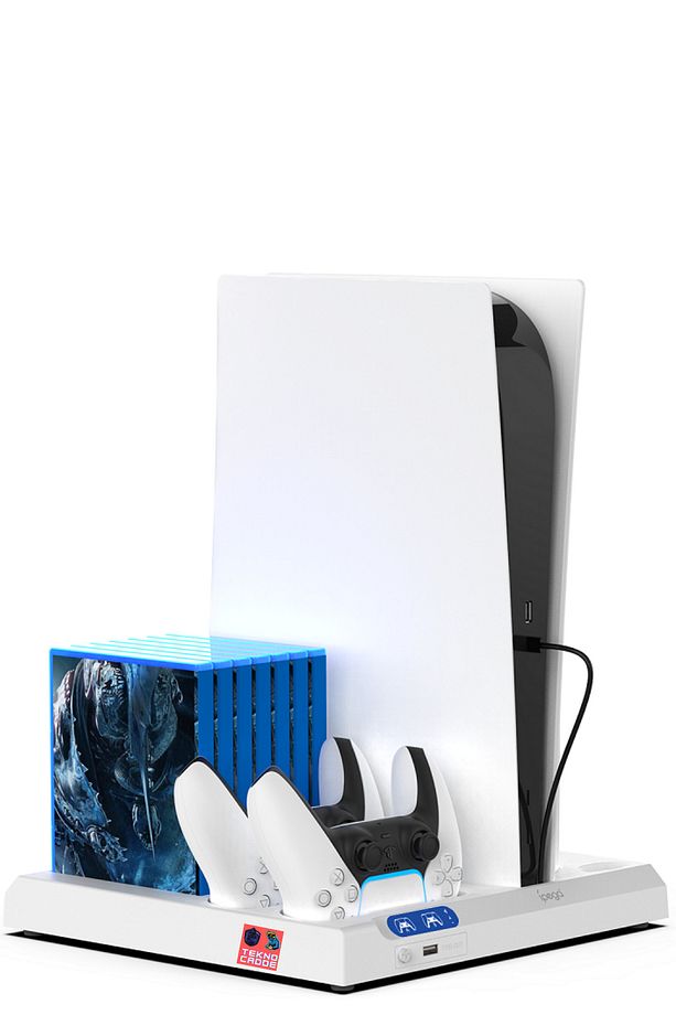 Ps5 Disk Dijital/Ps5 Slim Disk Dijital/Ps VR2/Ps Kumanda Tutucu Şarj Stand Soğutucu Fan - 5