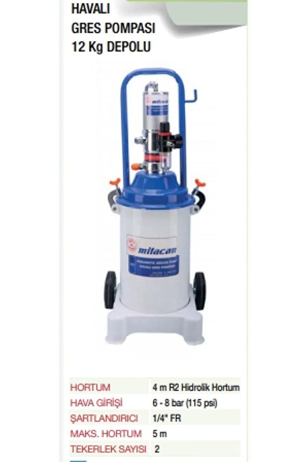Mitican Havalı Gres Pompası 12 Lt Basınçlı - 2