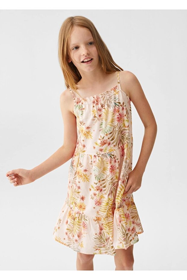 Yaprak baskılı elbise - 1