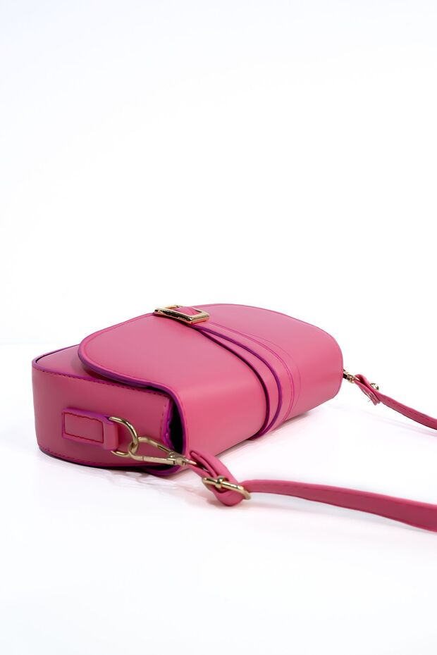 Women's Fuchsia Buckle Cross Strap Shoulder Bag