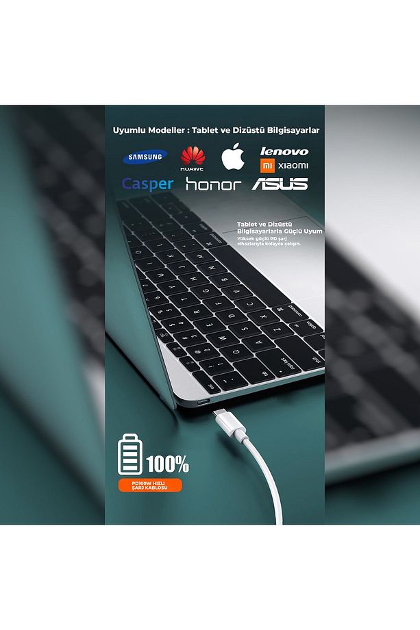 Huawei Matebook 16s Notebook Ile Uyumlu 6a 100w Type-c To Type-c 2metre Hızlı Data Ve Şarj K - 6
