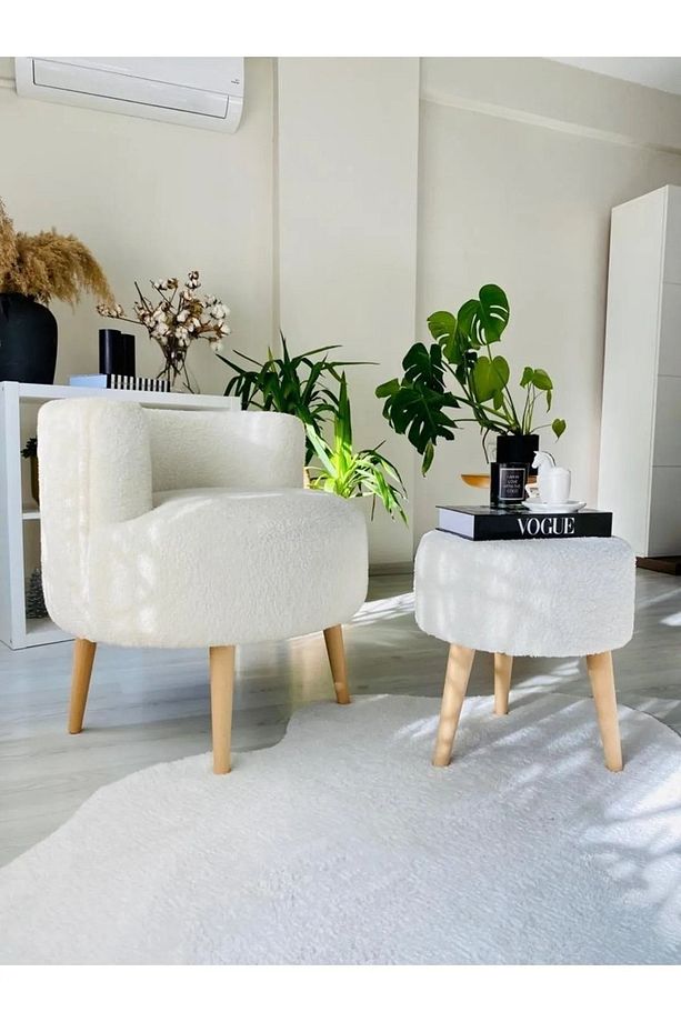 Çay Seti Tekli Koltuk Berjer Ve Puf Takımı (salon, Balkon, Ofis) 2 Li Takım - 2
