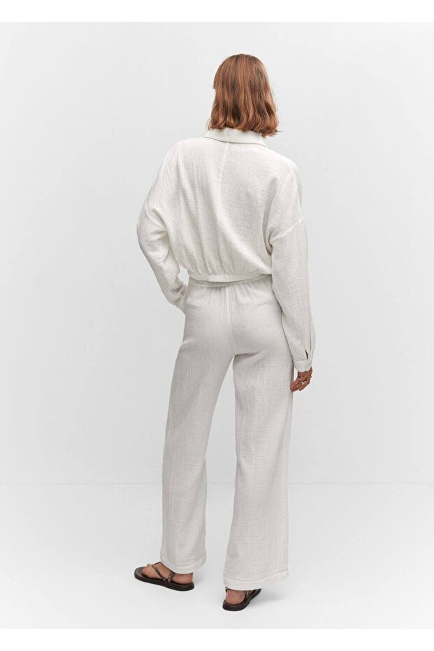 Fiyonklu dokuma pantolon - 4