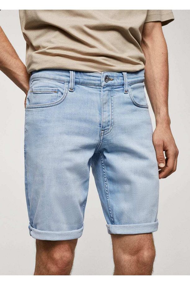 Slim fit kot bermuda şort - 8