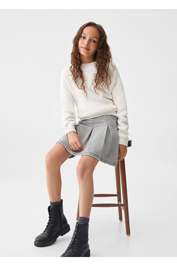 Pilili denim etek - 5