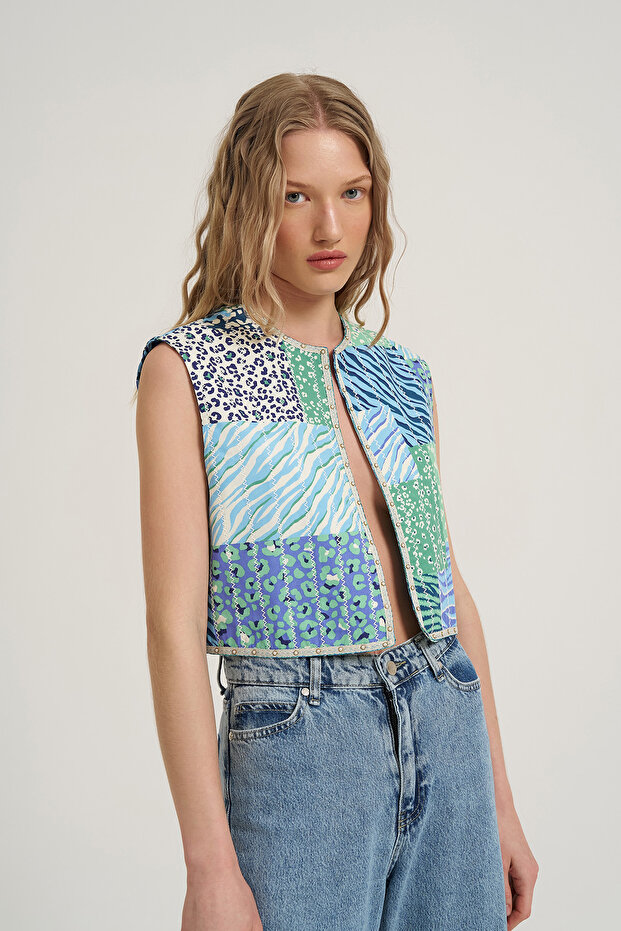 سترة منقوشة ملونة بالنعناع - 1