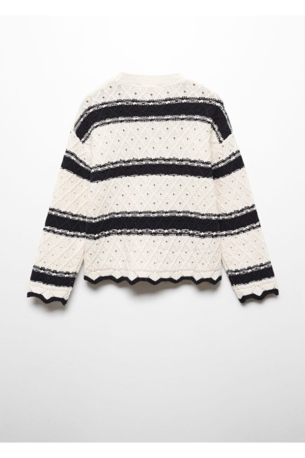 Strickpullover - Gestreift und perforiert - 3