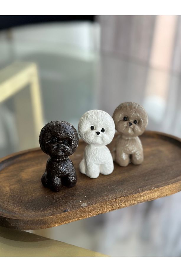Dekoratif 3’lü Mini Köpek Biblo Seti - Süs Eşyası - 3