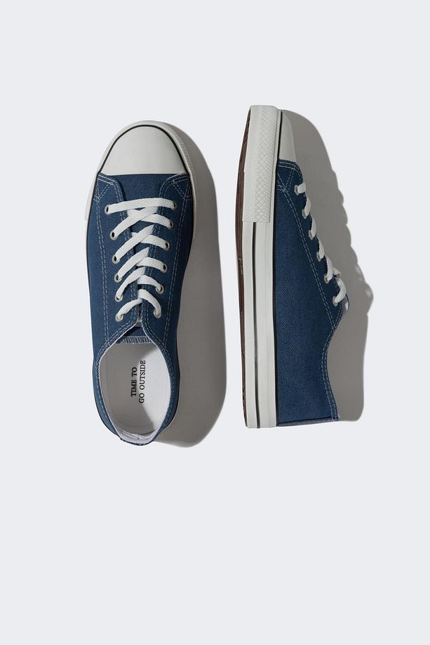 Erkek Düz Taban Bağcıklı Keten Sneaker A7524AXNS - 8