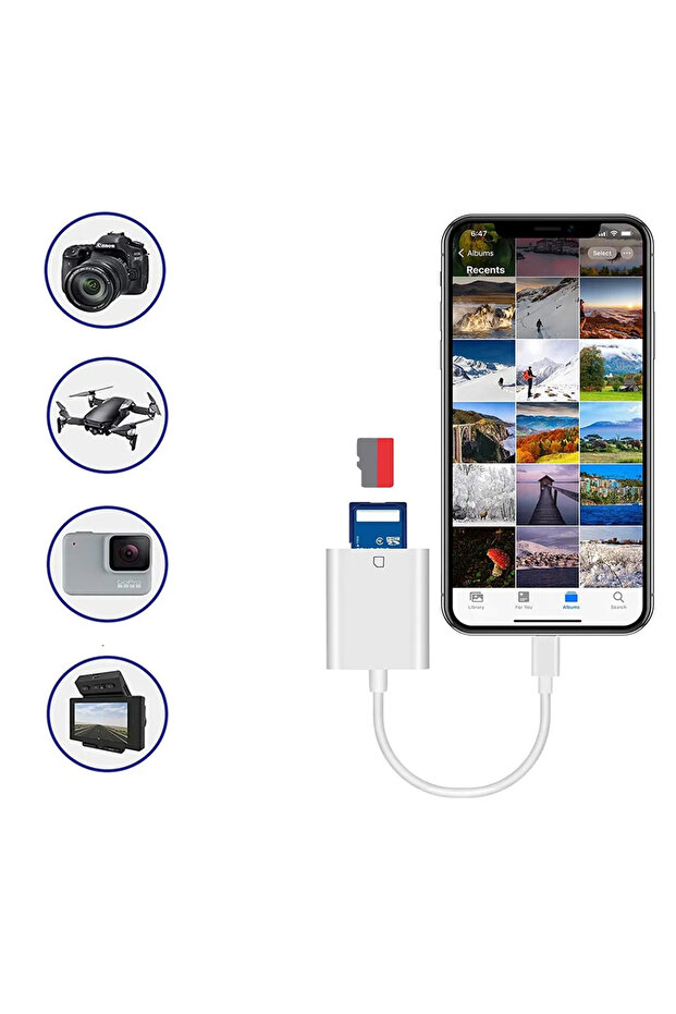 SD Card and Micro SD Adapter with Lightning Input for iPhone 11 12 13 14 S101 - 2