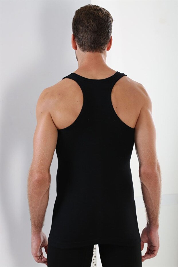 Men's Black Ribbed Sports Athlete Tank Top