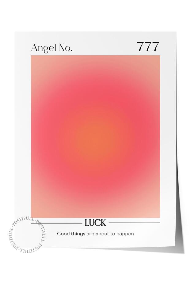 Aura Series No:133 - 777 Colorful Frameless Poster with Luck and Angel Number - 1