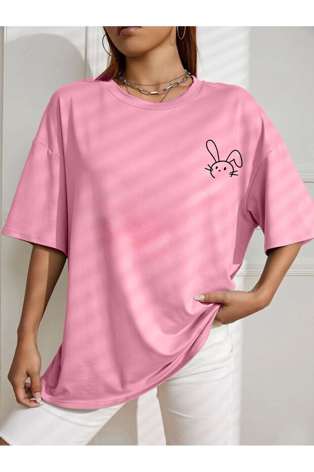 Oversized cute bunny Printed T-SHIRT Printed