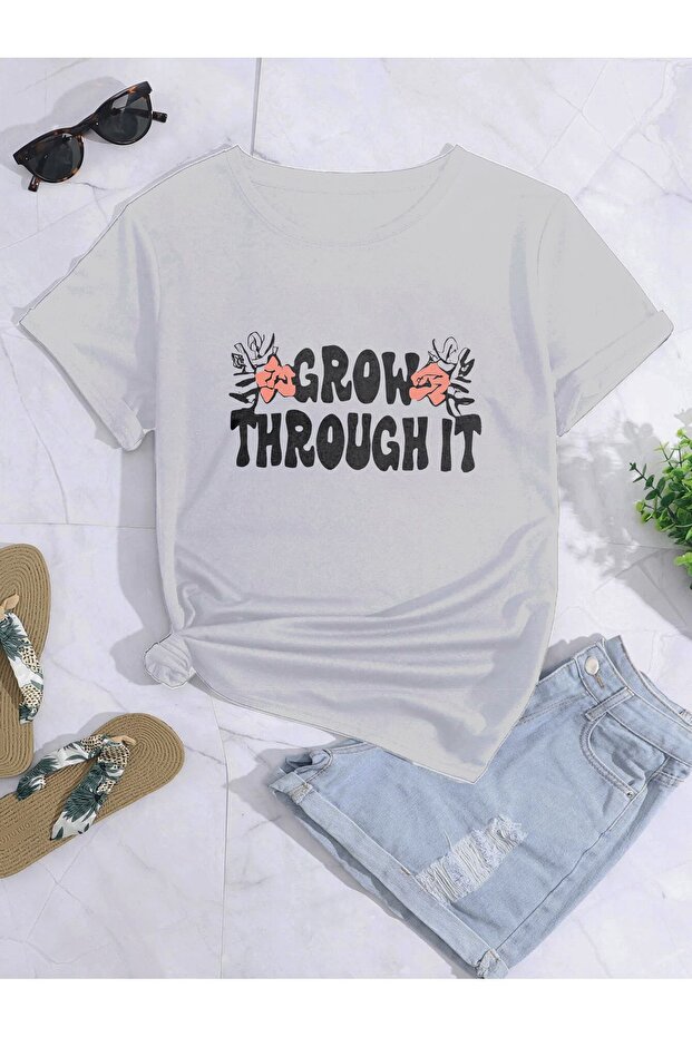 Oversized GROW THROUGH IT Printed T-SHIRT Printed