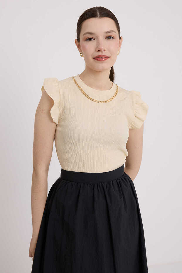 Kolye Detay Örme Bluz - 1