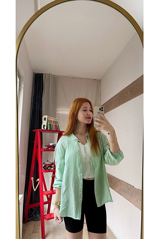 Kadın Uzun Kollu Basic Gömlek - 1