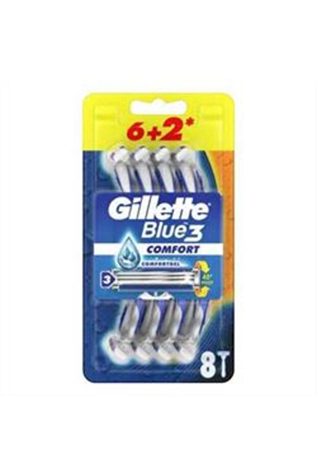 Gillette Blue3 Comfort - 8 Disposable Shaving Blades (1 Piece) Hair Mask Gift