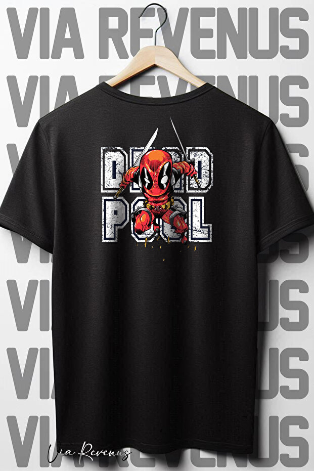 Back Printed Oversize Wide Fit Crew Neck Black Tshirt