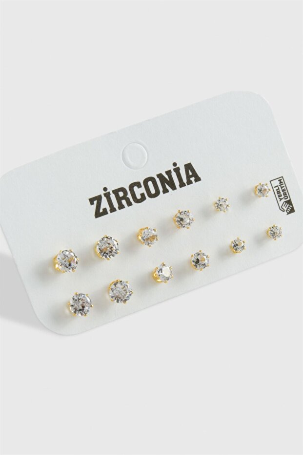 12 Pieces Zircon Single Stone Earrings