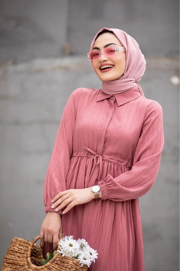 DÜĞMELİ BÜRÜMCÜK ELBİSE - 3