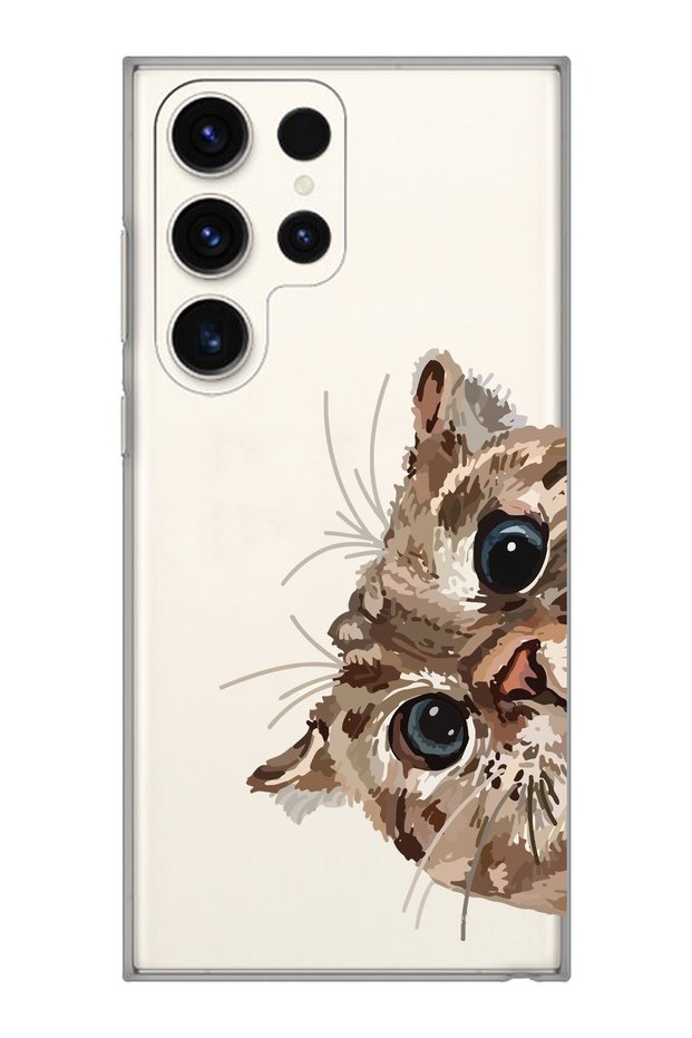 Samsung Galaxy S24 Ultra Compatible Sweet Cat Pattern Transparent Phone Case