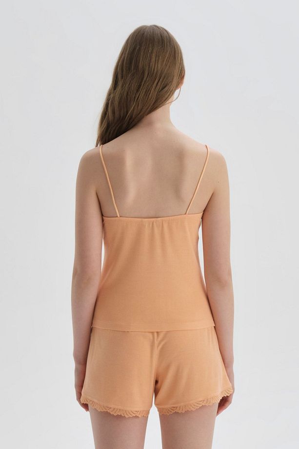 Turuncu Askılı Viskon Atlet Pijama Üstü - 8