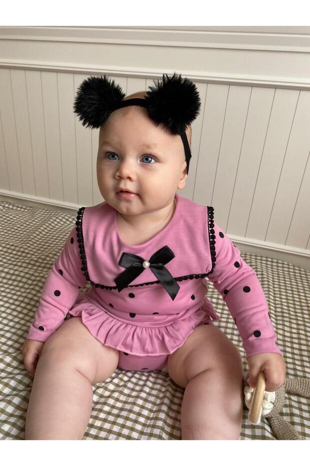 Lirakli 100% Cotton Combed Cotton Polka Dot Baby Girl Double Set