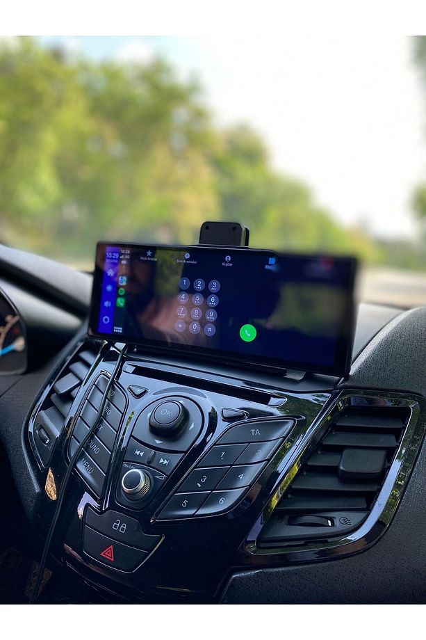 10" TAŞINABİLİR APPLE CARPLAY & ANDROİD, ÖN VE ARKA KAMERALI TORPİDO ÜSTÜ ARAÇ MULTİMEDYA - 4