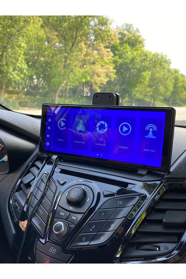 10" TAŞINABİLİR APPLE CARPLAY & ANDROİD, ÖN VE ARKA KAMERALI TORPİDO ÜSTÜ ARAÇ MULTİMEDYA - 6