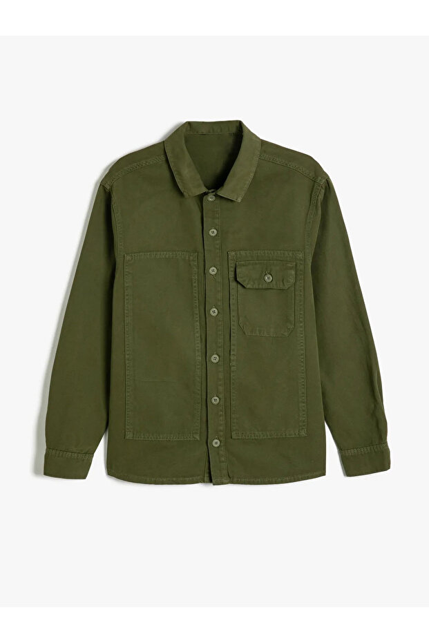 Oversize Gömlek Ceket Cepli - 1