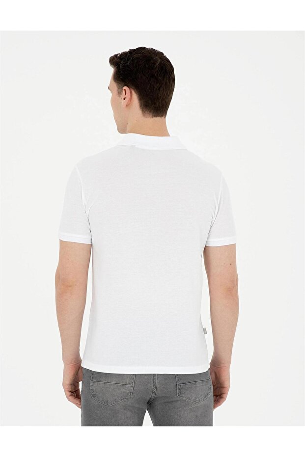 Beyaz Slim Fit Basic Tişört - 5