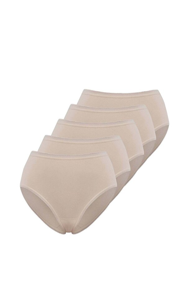 5-Pack Skin Tone Cotton Elastane Blend Midi Length Women's Briefs OLIVIA MIDI