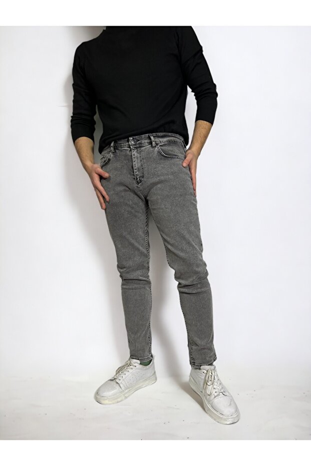 Gray Karlama Slim Fit Men's Jean Trousers