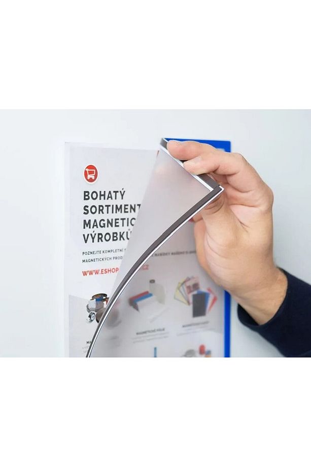 10 adet Mıknatıslı Şömiz Manyetik Evrak Tutucu Şeffaf Magnet Şömiz Dosya 21x30cm A4 - MAVİ KENARLI - 1