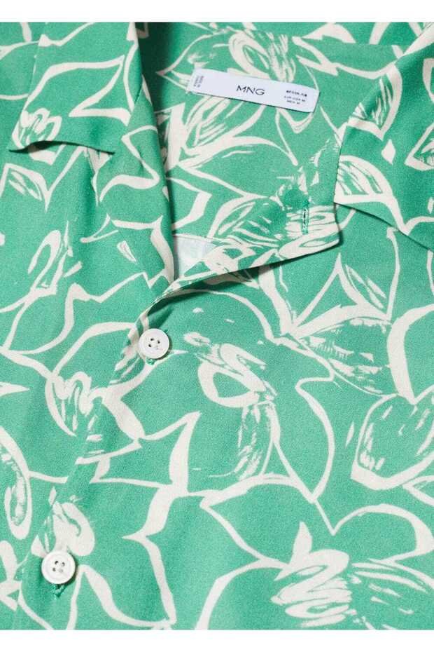 Çiçekli dökümlü gömlek - 5