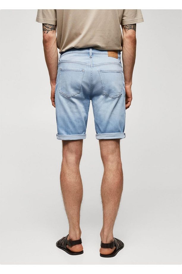 Slim fit kot bermuda şort - 4