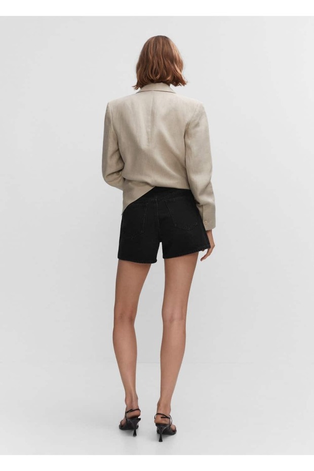 Yüksek belli denim şort - 4