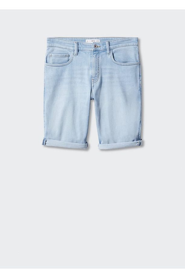 Slim fit kot bermuda şort - 3