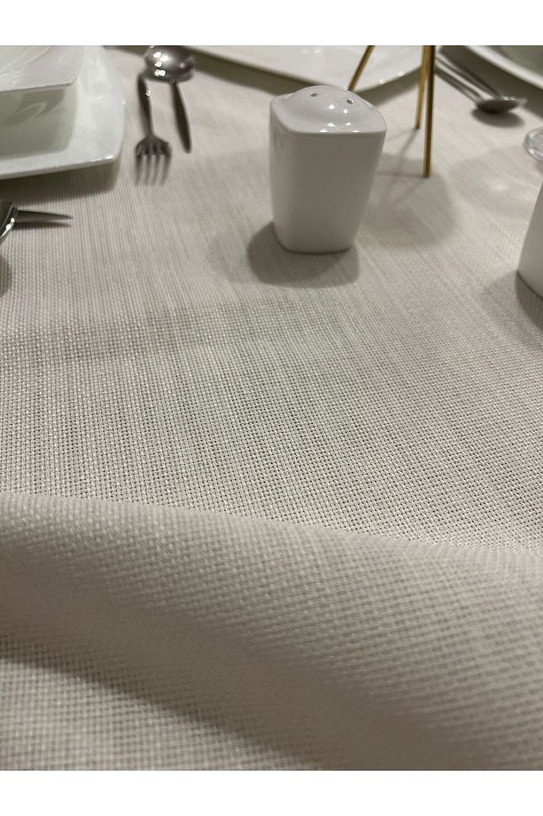 Meral Kurşun Collection Polyester Keten Dertsiz Masa Örtüsü Krem - 9